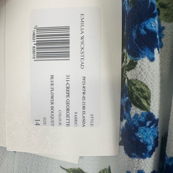 EMILIA WICKSTEAD Blue Flower Bouquet Elanda Crepe Georgette Dress - Picture 9 of 12